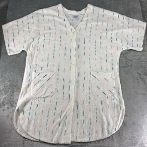 Vtg Styled by Suzy Robe One Size Multicolor Striped USA Made Chenille House Coat